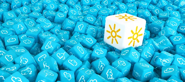 Cloud and sun cubes symbolizing opportunity and growth